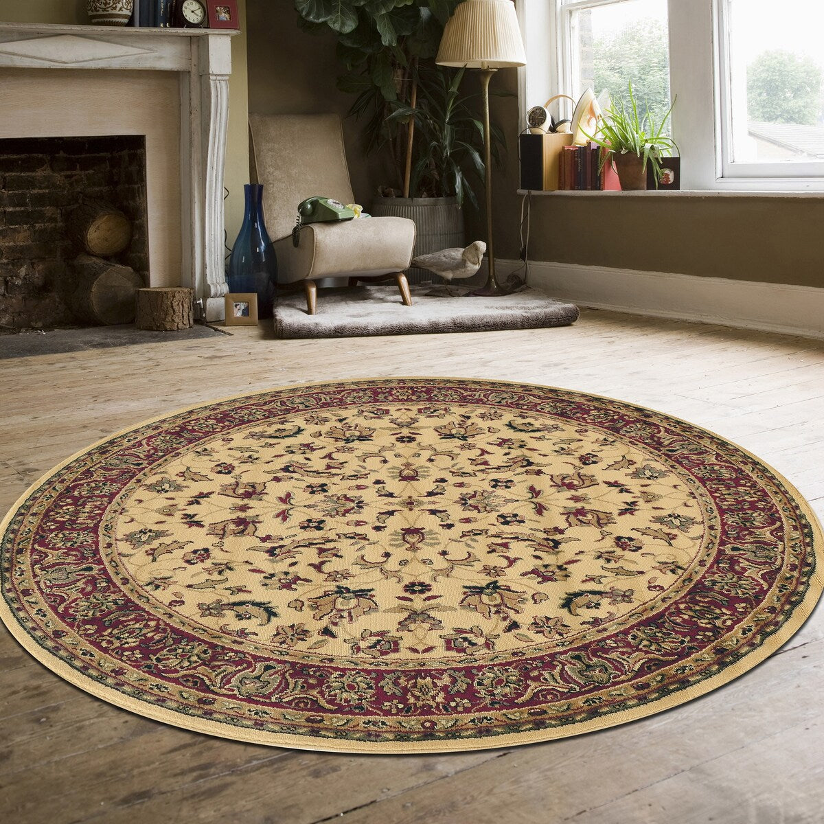 Admire Home Living Caroline Traditional Floral Sarouk Pattern Area Rug