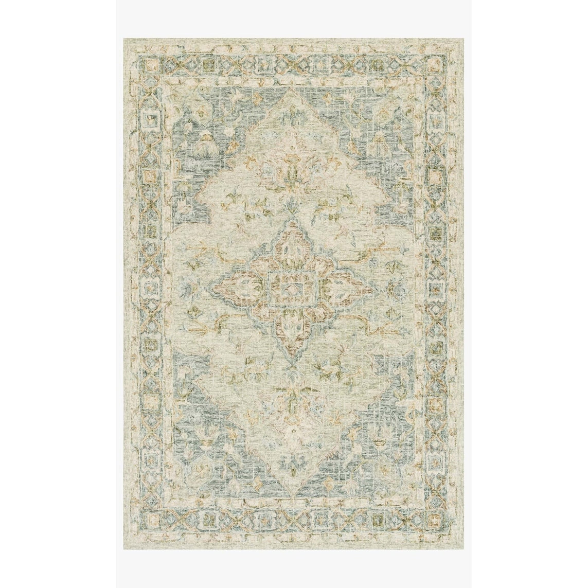 Tapis traditionnel en laine crocheté à la main en mosaïque Alexander Home