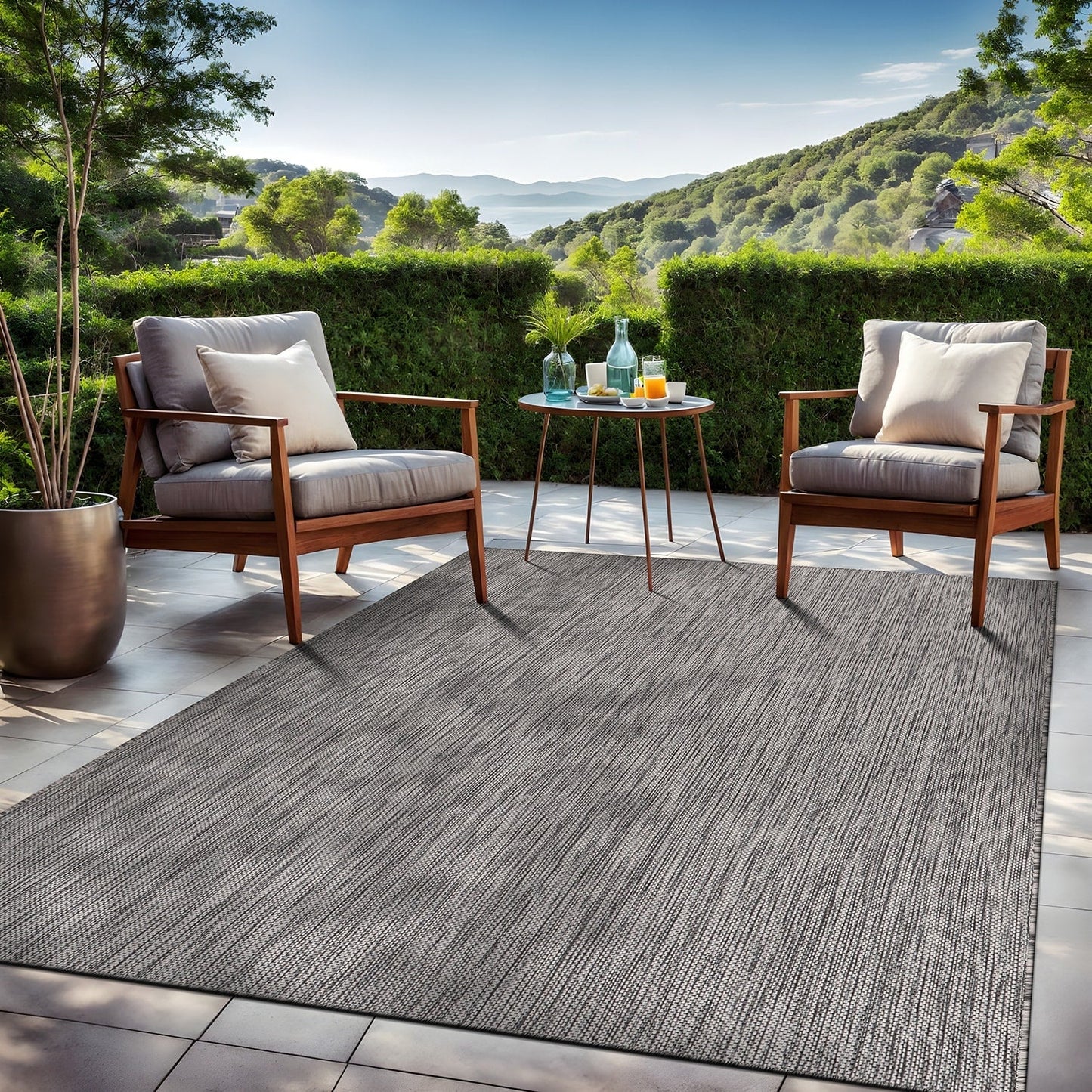 Aloha Washable Solid Indoor Outdoor Area Rug Patio Deck Living Room
