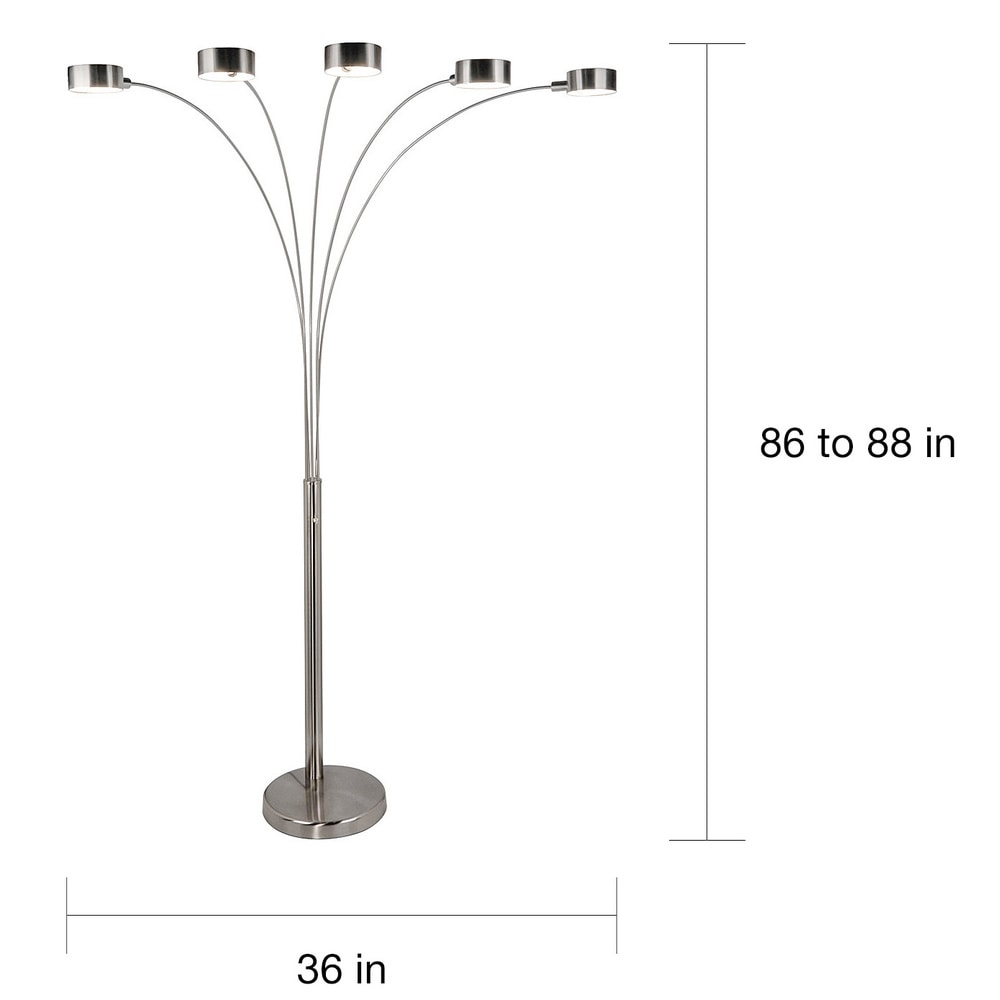 Lampadaire arqué en acier brossé Charlie de Strick & Bolton à 5 lumières