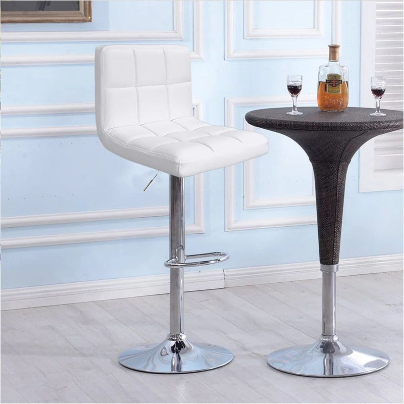 Bar Stools Adjustable Armless Swivel PU Leather Barstools Set of 2