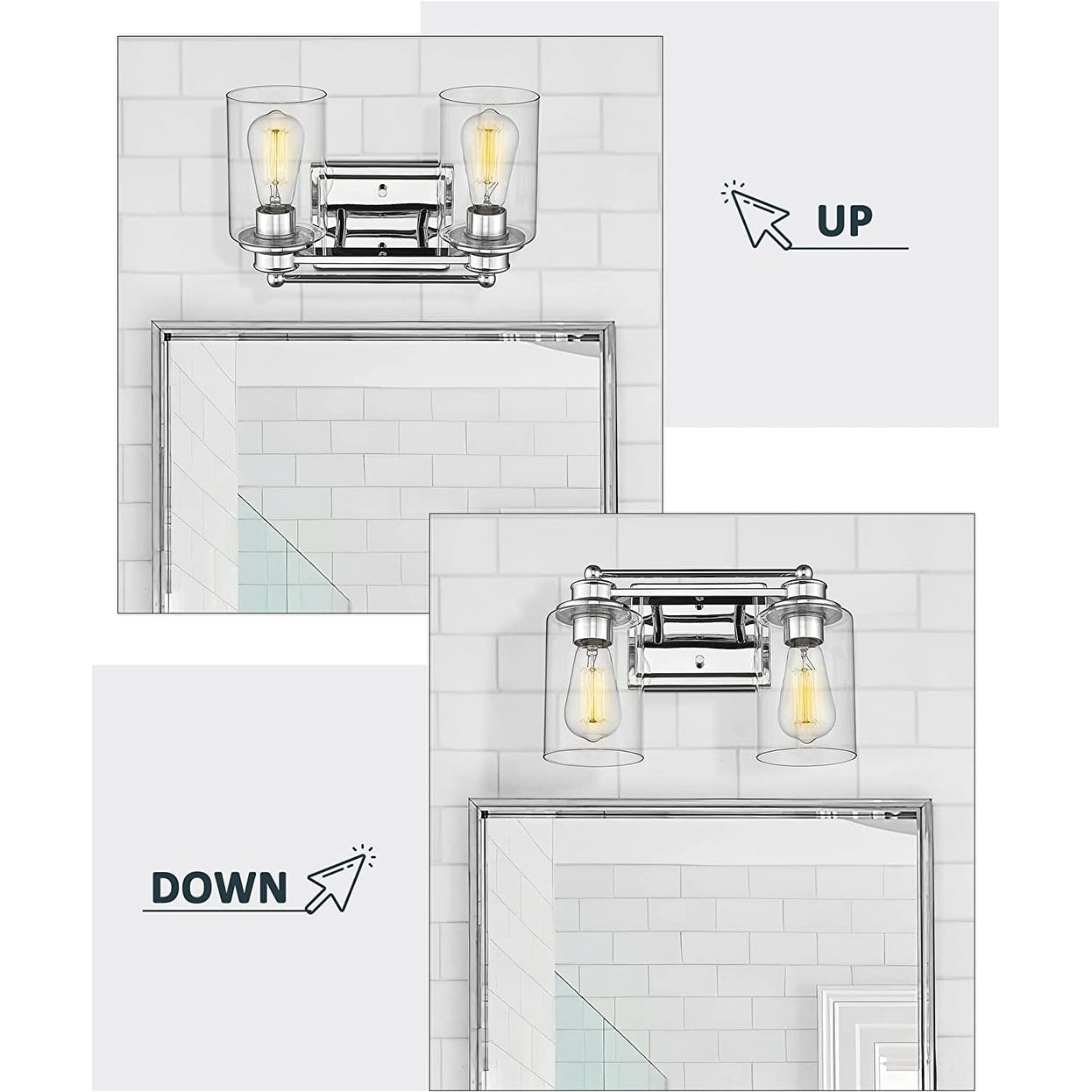 Bathroom Vanity Light,Wall Sconce Lamp Over Mirror with Clear Glass Shade