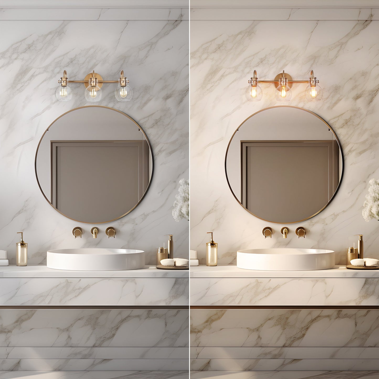 Modern 2/3/4/5-Light Bathroom Vanity Light Globe Glass Wall Sconce Minimalist Design