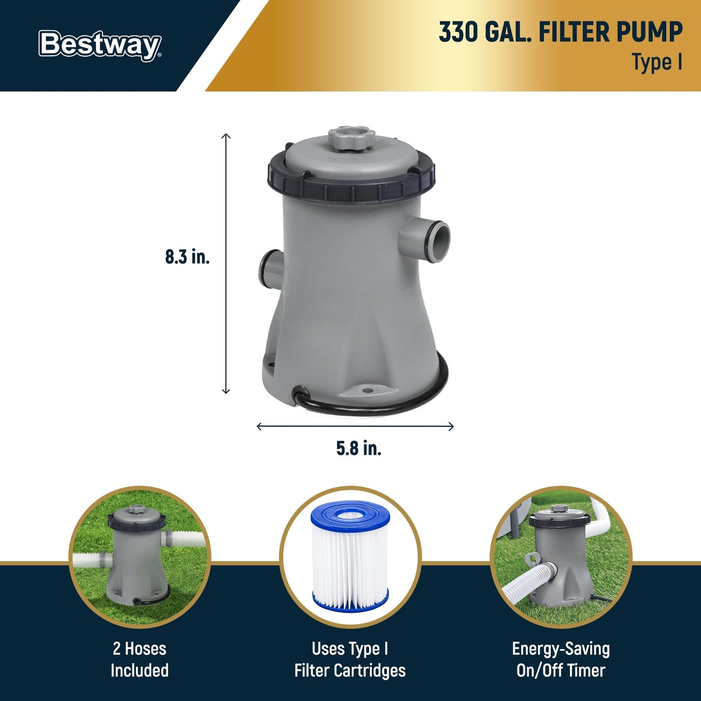 Piscine extérieure hors sol ronde Bestway Steel Pro MAX 10'x30 avec pompe - 10 pi x 30 po