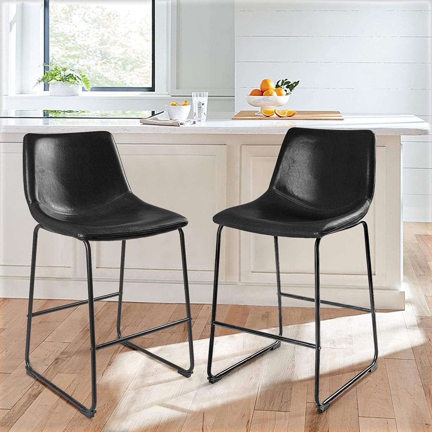 Bossin 18/26/30 inch Bar Stools,Counter Height Bar Stools with Back Modern PU Leather Stools Dining Chair with Footrest