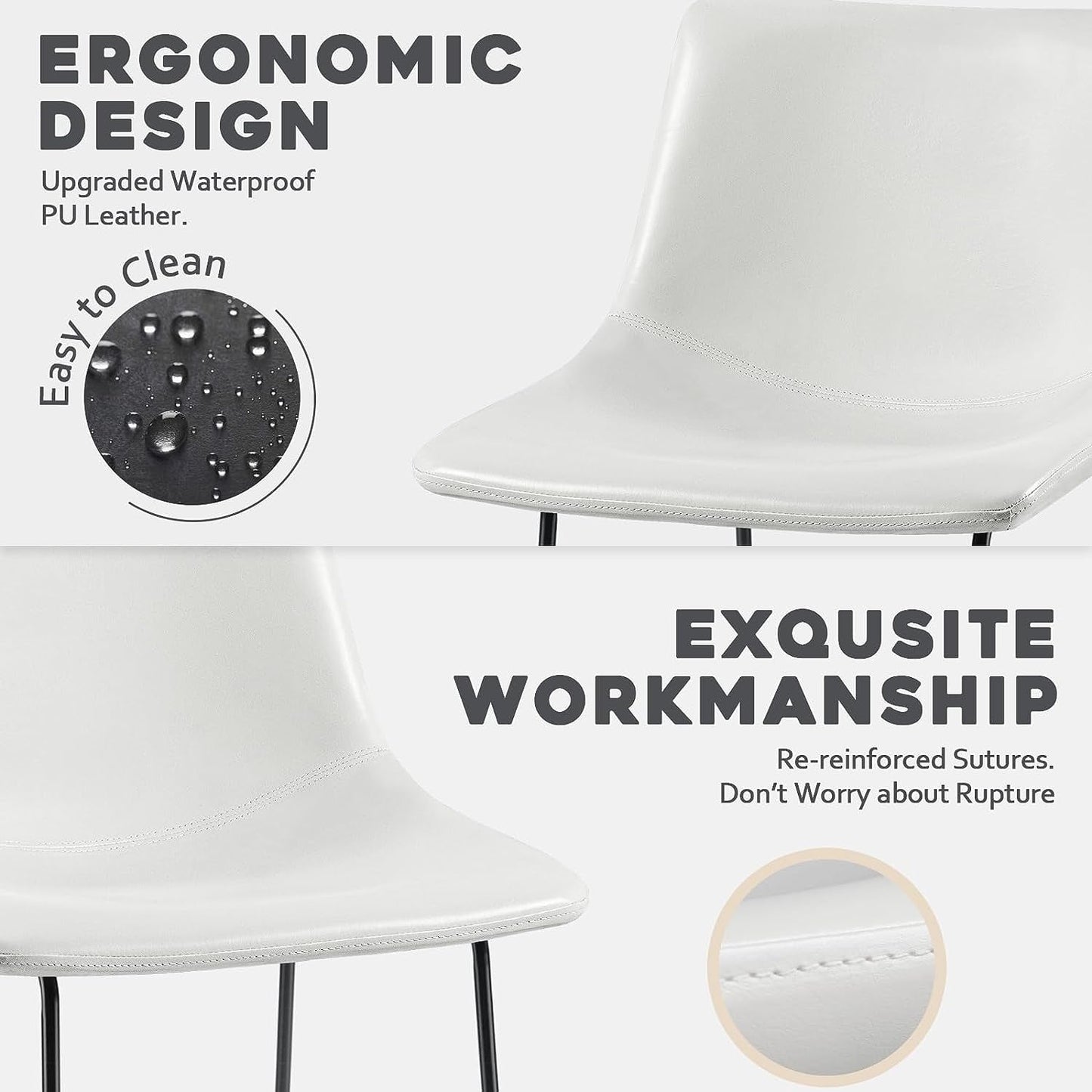 Bossin 18/26/30 inch Bar Stools,Counter Height Bar Stools with Back Modern PU Leather Stools Dining Chair with Footrest