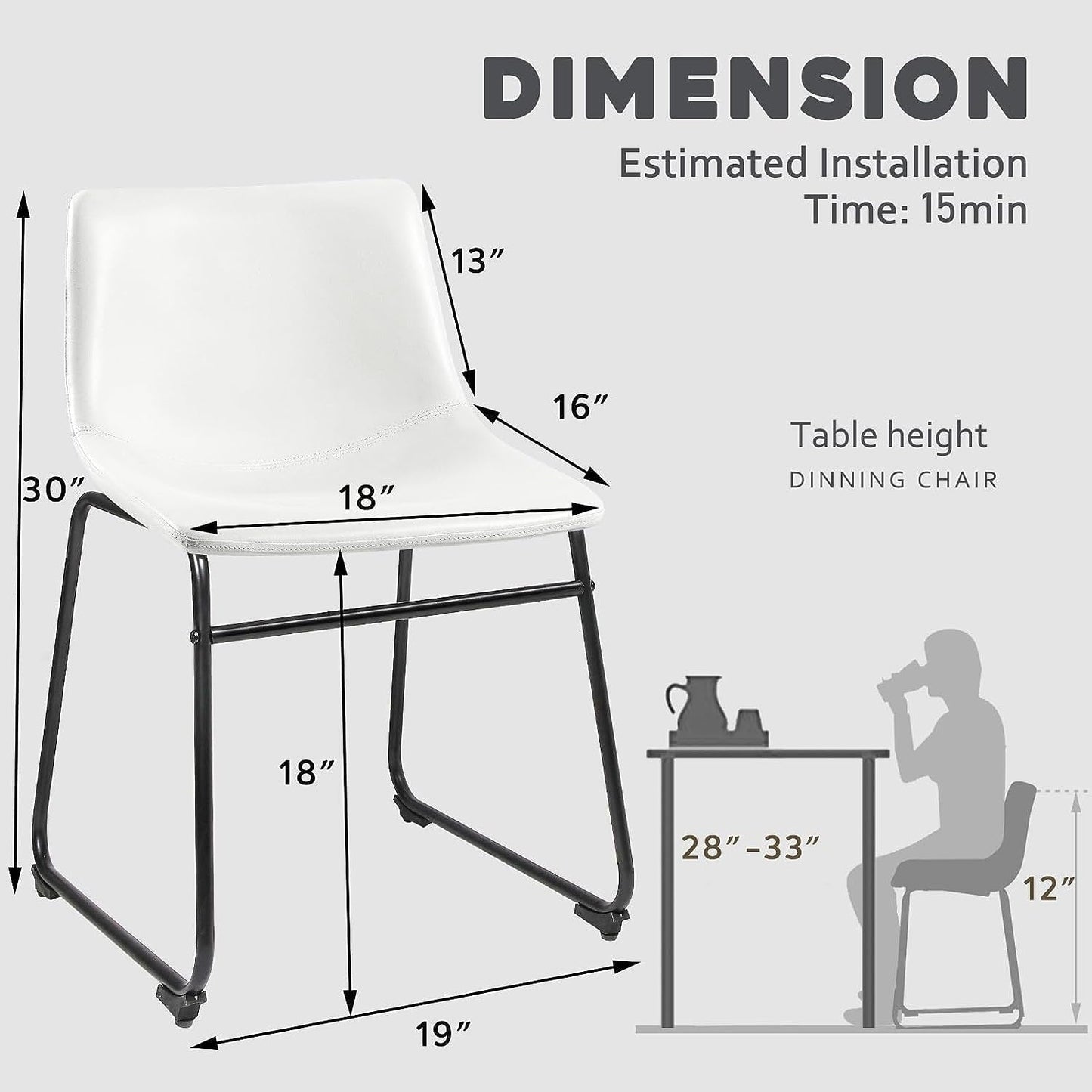 Bossin 18/26/30 inch Bar Stools,Counter Height Bar Stools with Back Modern PU Leather Stools Dining Chair with Footrest