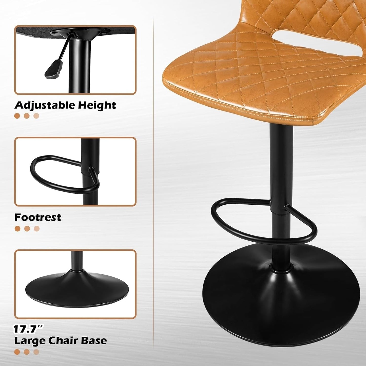 Bossin Adjustable Swivel Bar Stools with Backs – Counter Height