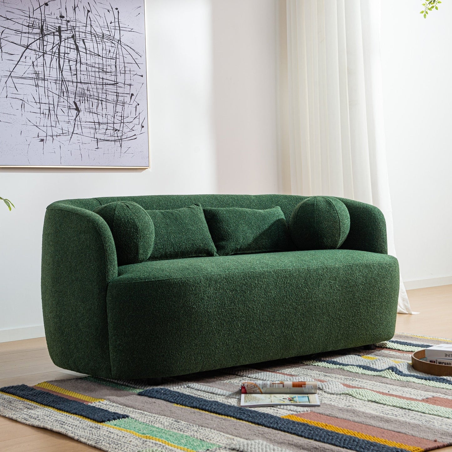 Causeuse 2 places rembourrée KINWELL Boucle avec oreillers