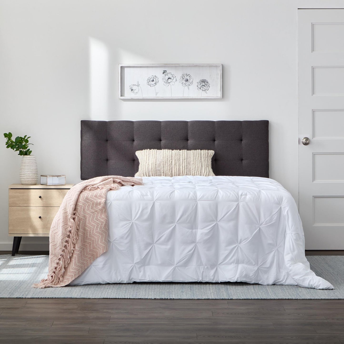 Brookside Kaylee Adjustable Square & Diamond Tufted Upholstered Headboard