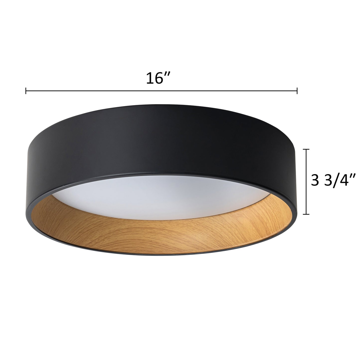 C Cattleya Black and Woodgrain 3CCT Integrated LED Flush Mount Ceiling Light