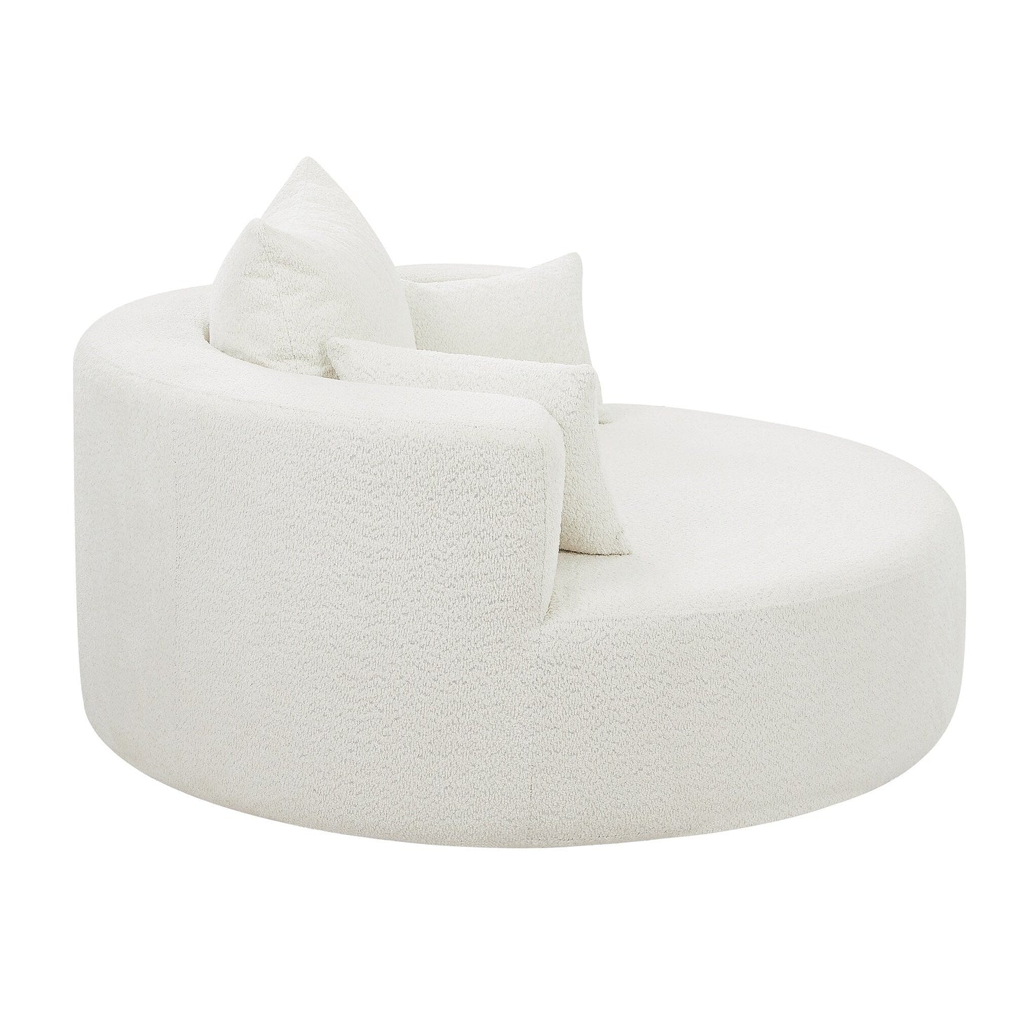 Fauteuil d'appoint en chenille, fauteuil rond avec base pivotante à 360 degrés et 3 coussins amovibles