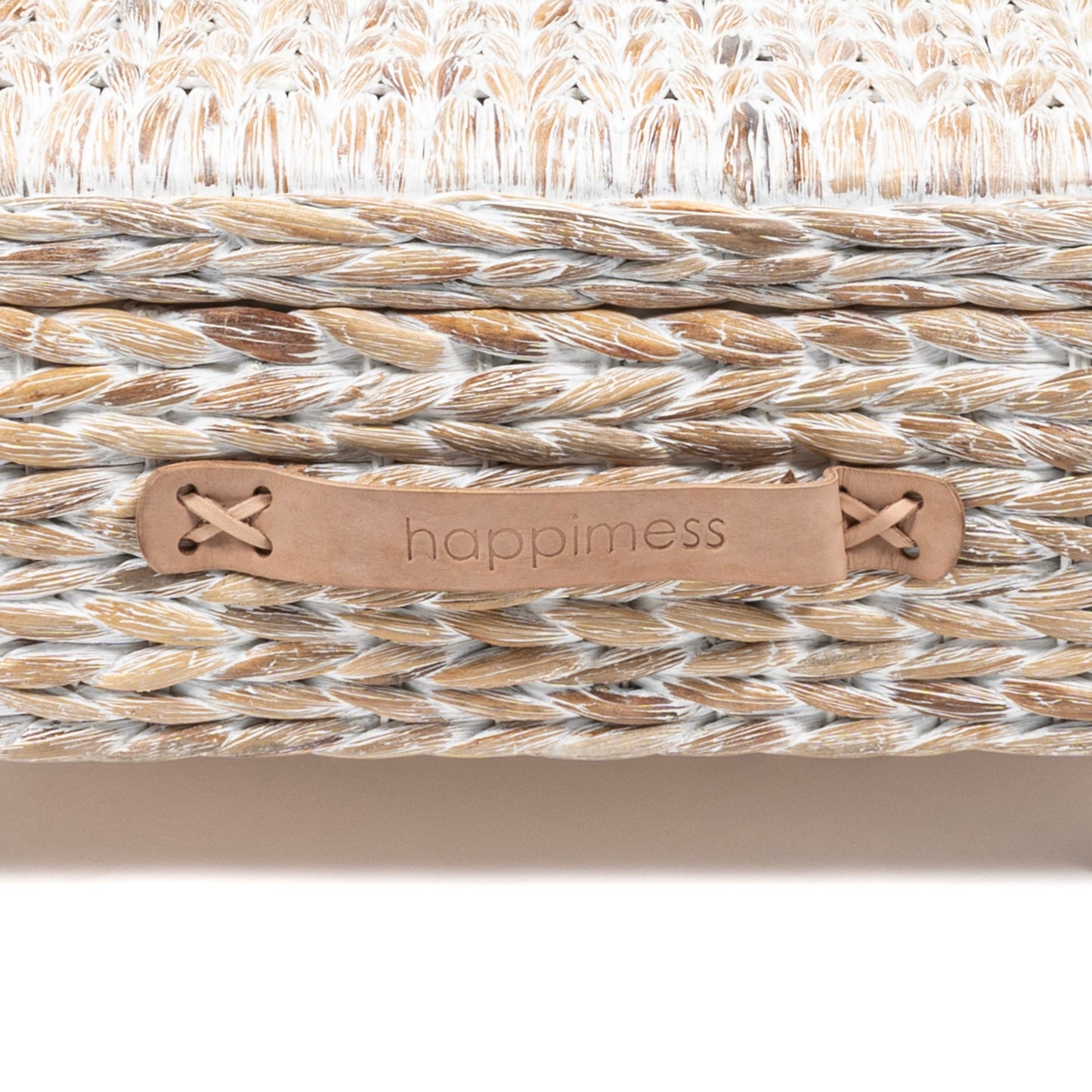 Happimess Bac de rangement sous le lit en jacinthe/bois avec roulettes et poignées