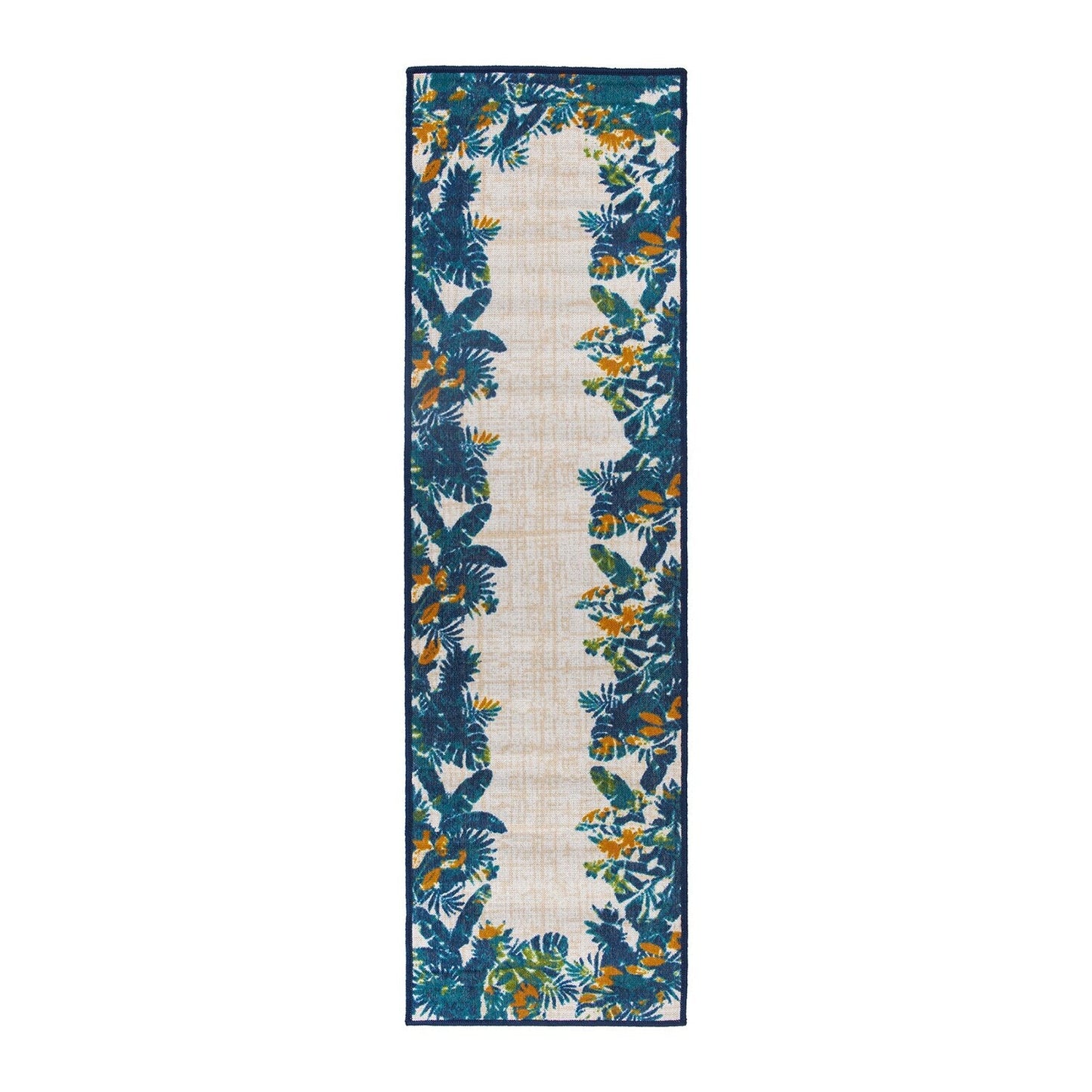Contemporary Floral Border Indoor/Outdoor Area Rug