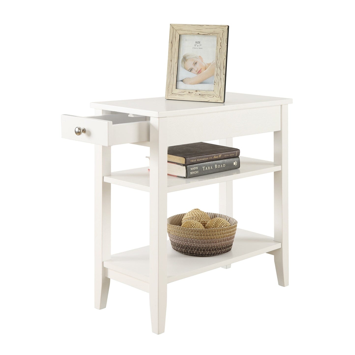 Convenience Concepts American Heritage 1 Drawer Chairside End Table with Shelves