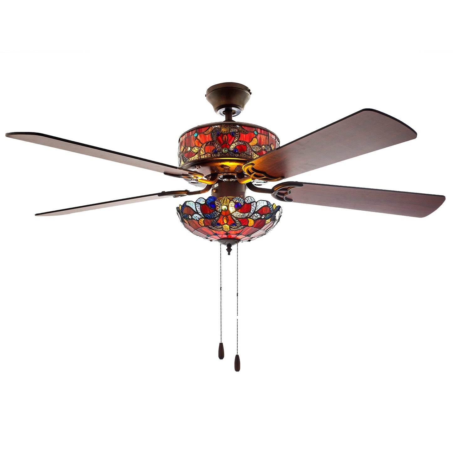 Ventilateur de plafond Magna Carta de style Tiffany Copper Grove Guasipati de 52 pouces - 52L x 52W x 16,5