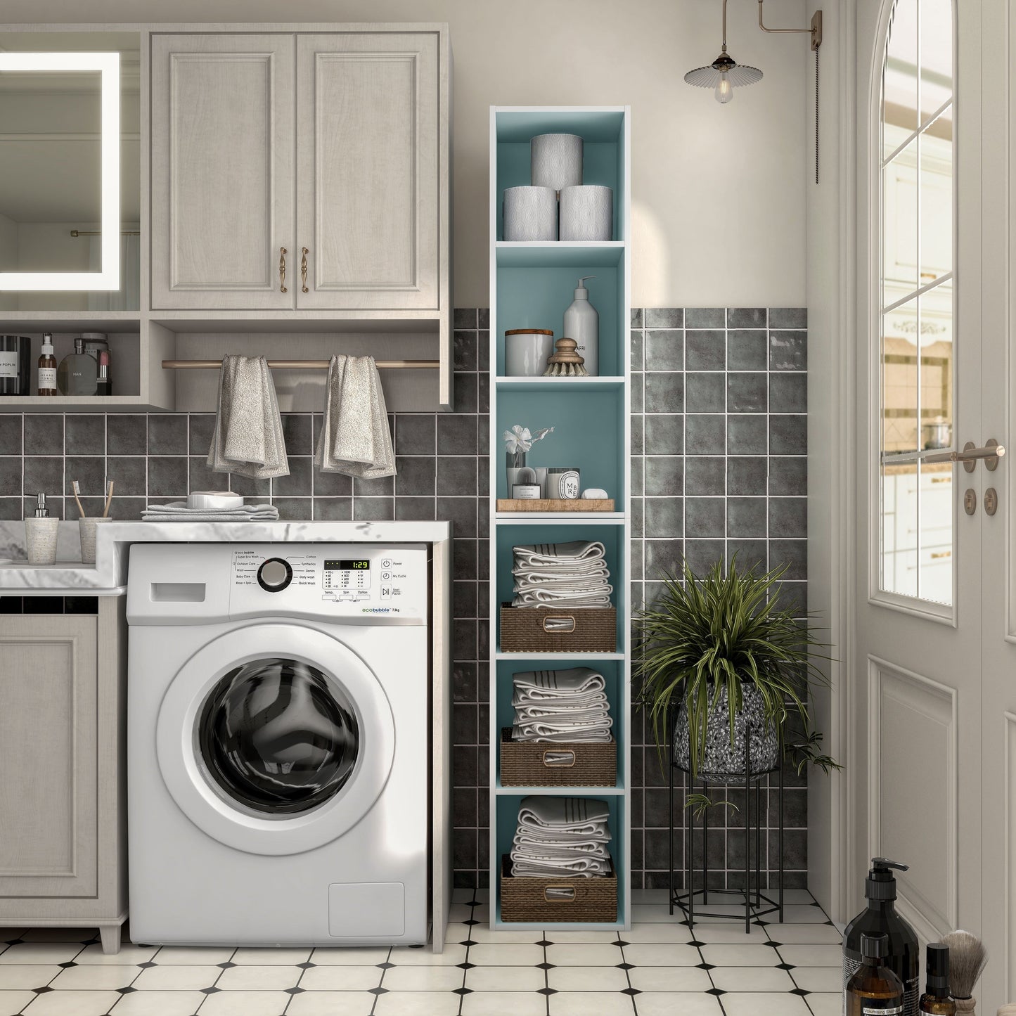 DH BASIC Modern Wood Customizable Stackable Storage Organizer - Cube Shelves, Drawer Cabinet, Bookcase with Doors by Denhour