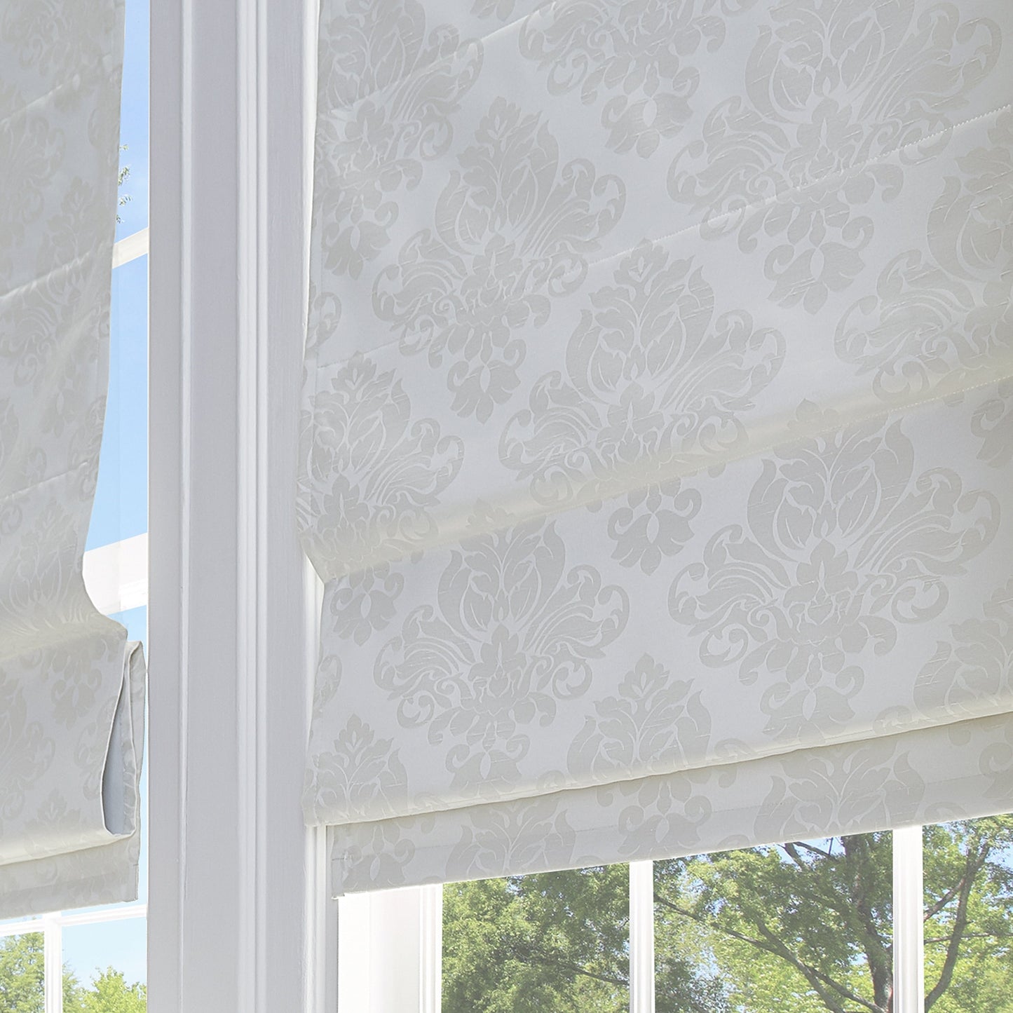 Damask Room Darkening Roman Shade