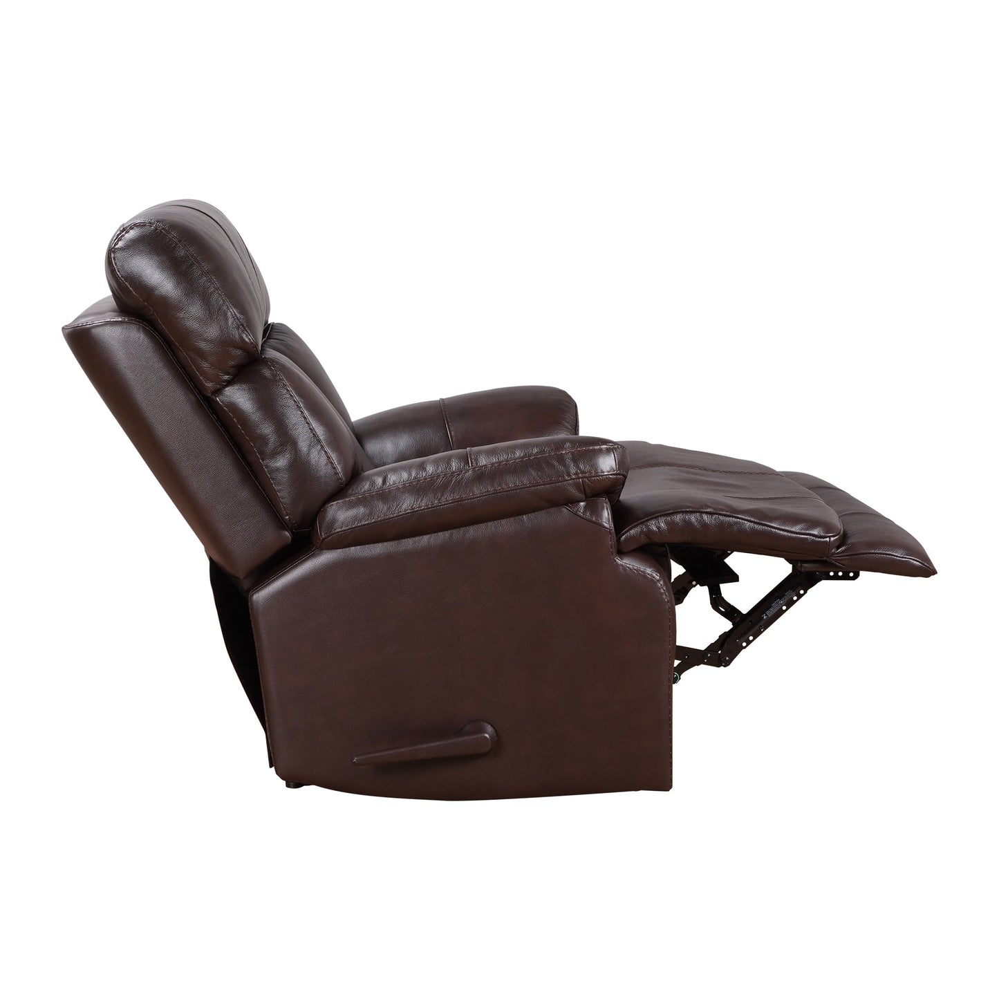 Fauteuil inclinable manuel extensible avec repose-pieds en cuir véritable marron de qualité supérieure Davin