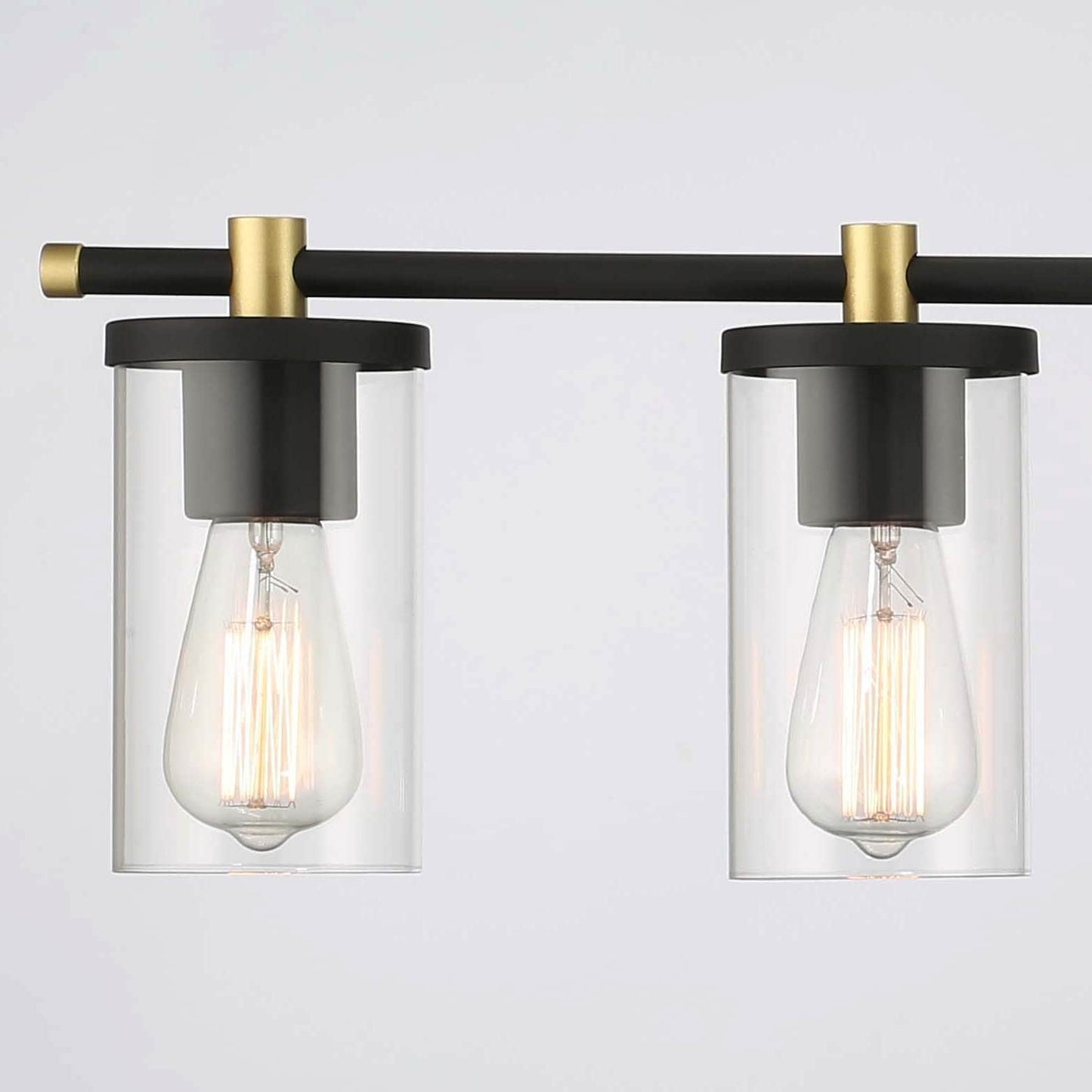 Applique murale de salle de bain Decatur à 6 lumières, style ferme moderne, noir/doré, certifiée UL