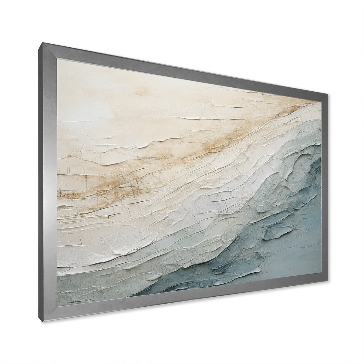 Designart Minimalism Beige And Grey Wave Horizon I Coastal Minimalism Framed Wall Decor
