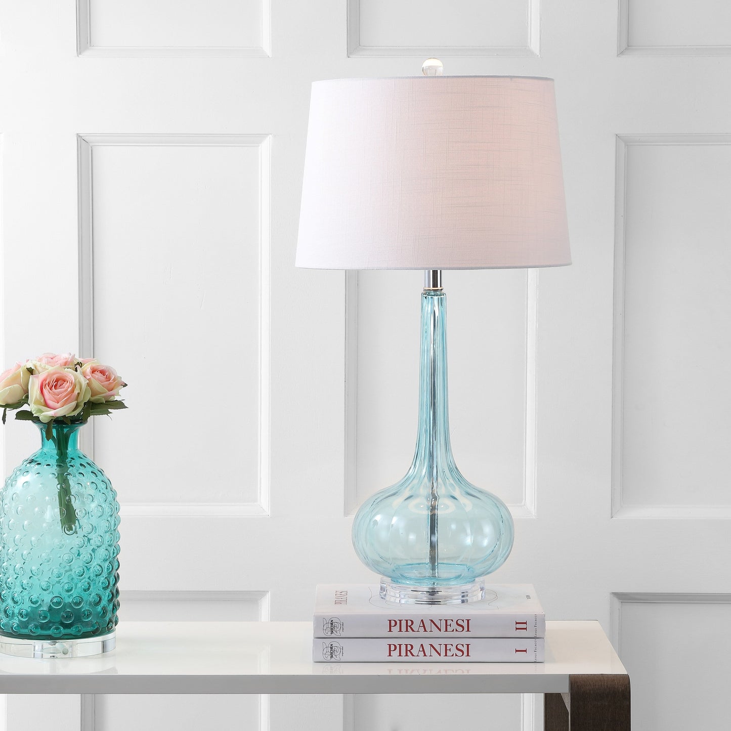 Lampe de table à LED Diamante 28,5 en verre rose (lot de 2) par JONATHAN Y