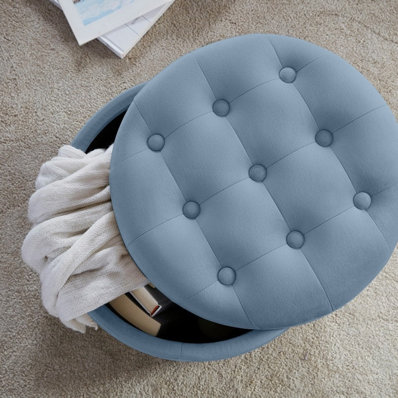 Donovan Tufted Round Storage Ottoman