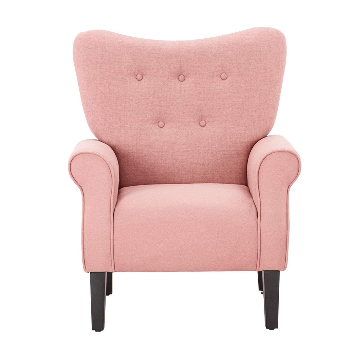 Fauteuil d'appoint moderne Erommy, fauteuil à dossier haut, canapé simple en tissu rembourré avec pieds en bois pour le salon