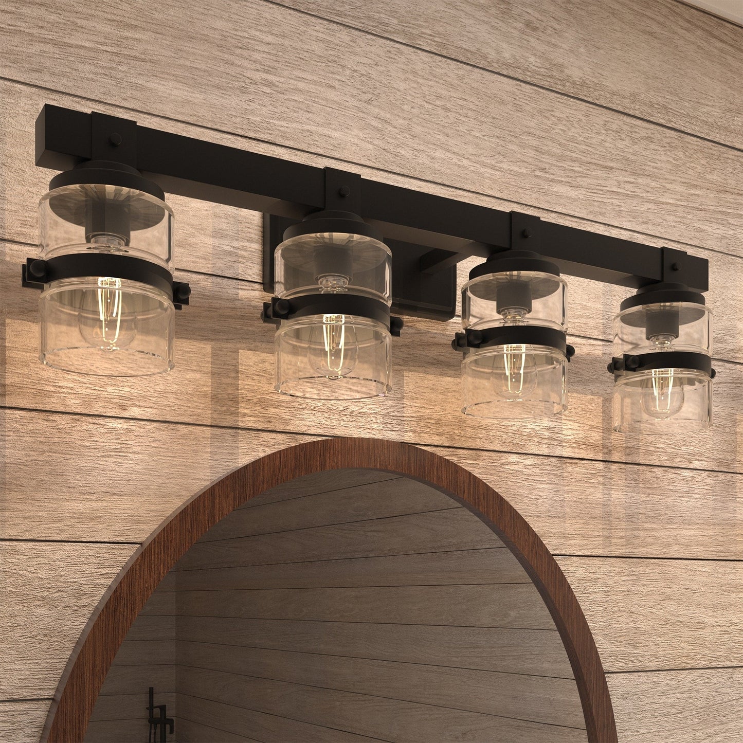 ExBrite Farmhouse 3-lights Bathroom Dimmable Iron Black Vanity Lights Wall Sconces