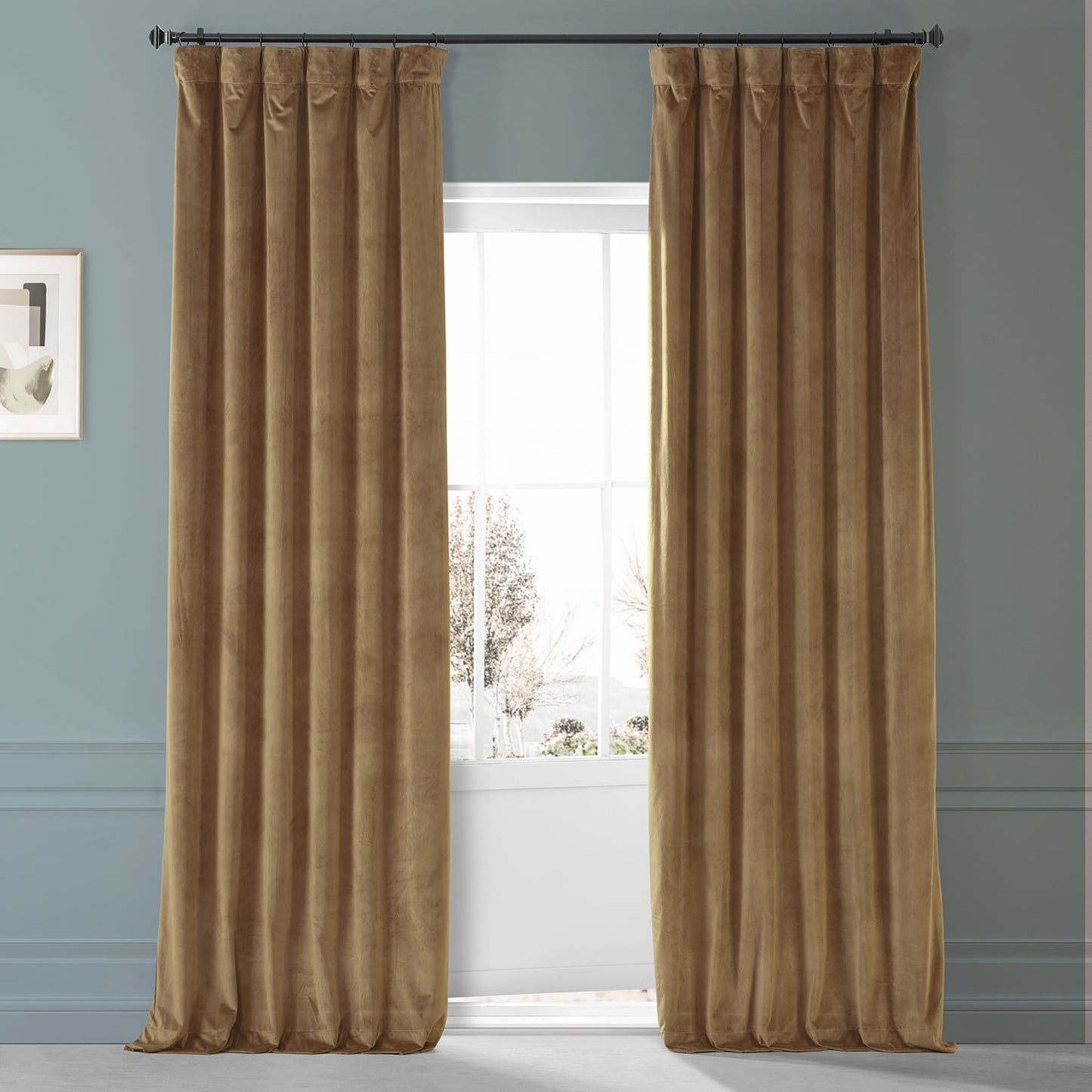 Exclusive Fabrics Signature Plush Velvet Hotel Blackout Curtains (1 Panel) - Luxury Soft Drapery for Light Control & Elegance