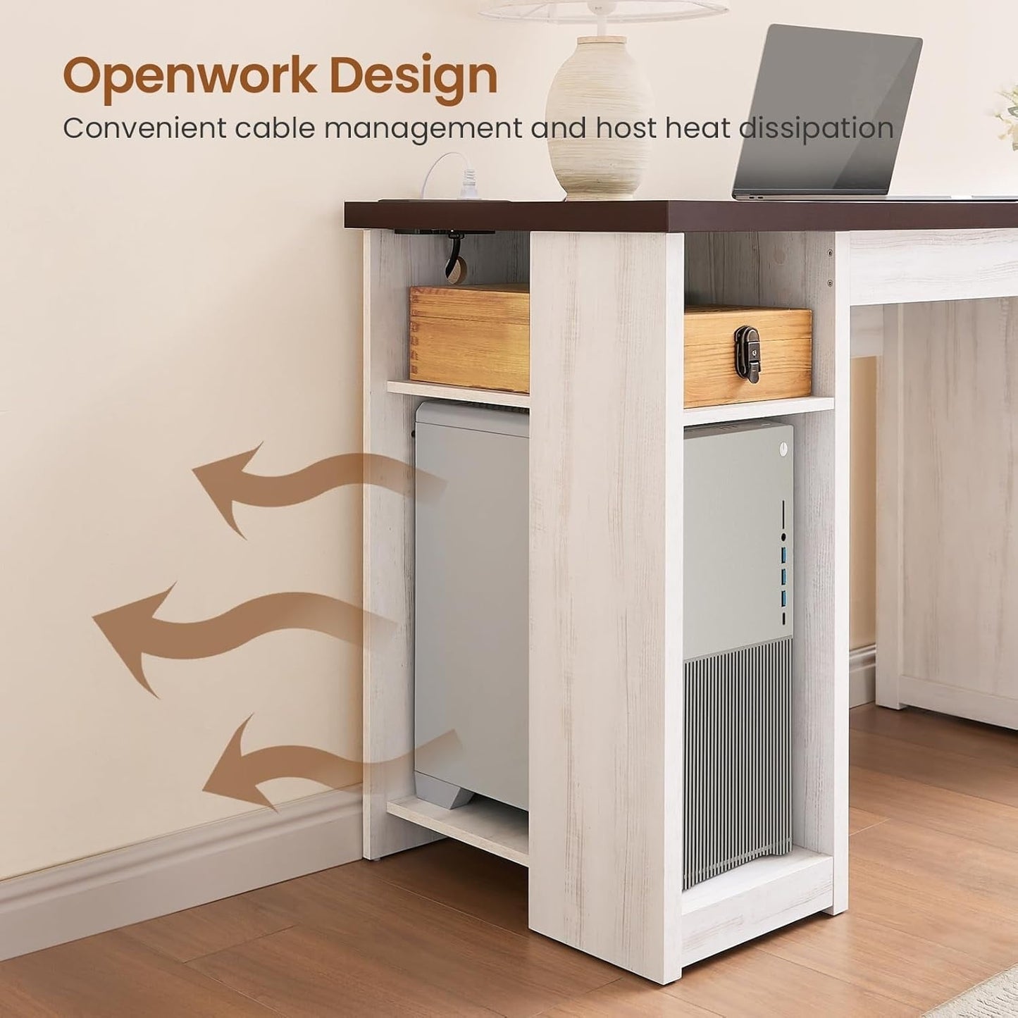 Bureau de direction de ferme Bureau à domicile Tiroir de classement Support d'écran Prise de courant