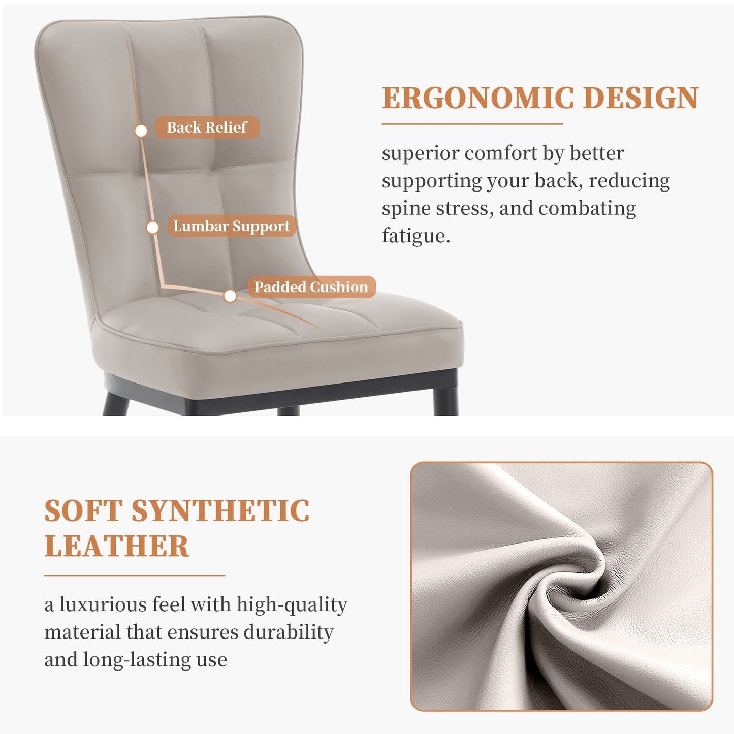 Lot de 2/4 chaises de salle à manger rembourrées en similicuir