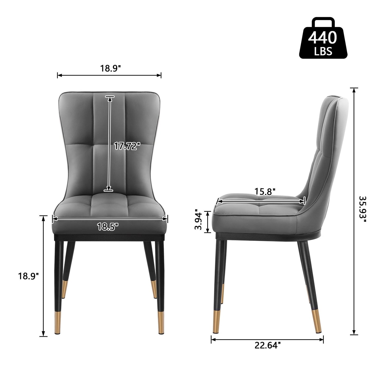 Lot de 2/4 chaises de salle à manger rembourrées en similicuir