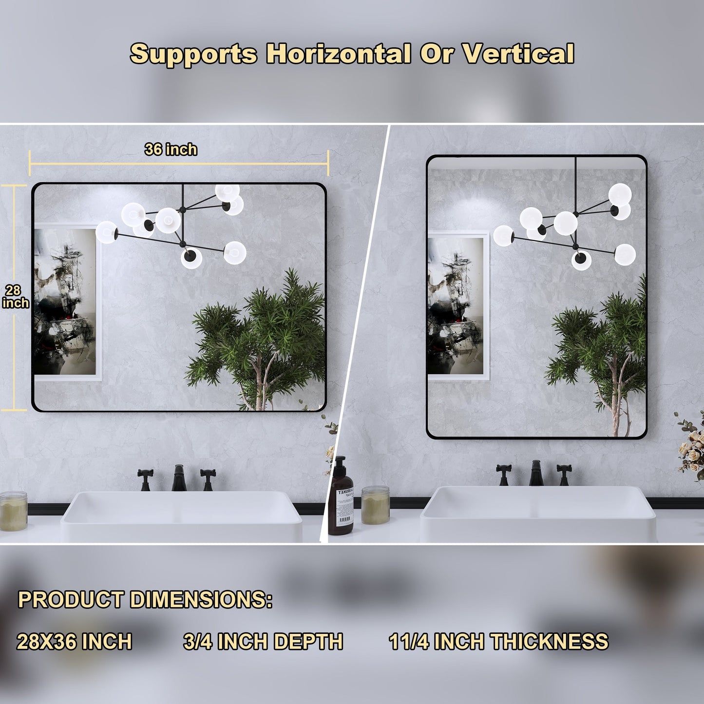 Framed Wall Mounted Bathroom Vanity Mirror