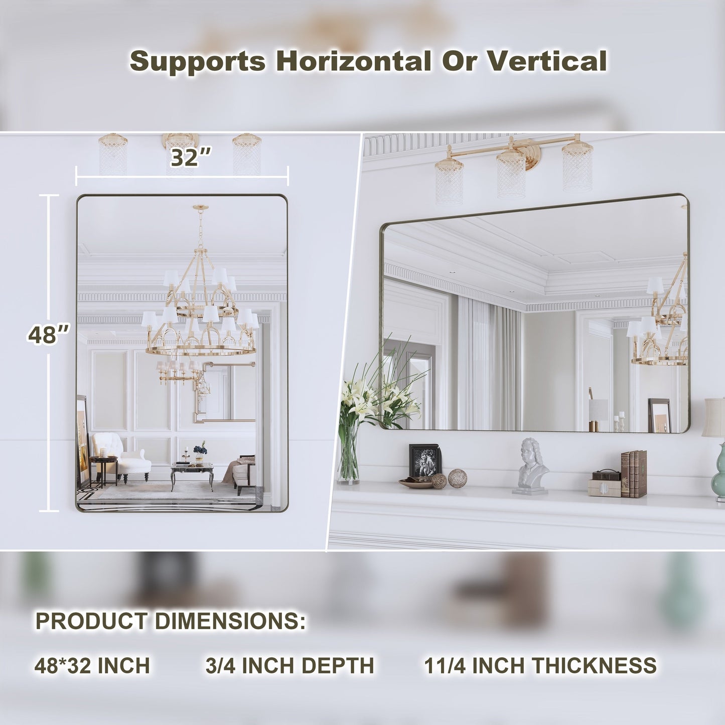 Framed Wall Mounted Bathroom Vanity Mirror