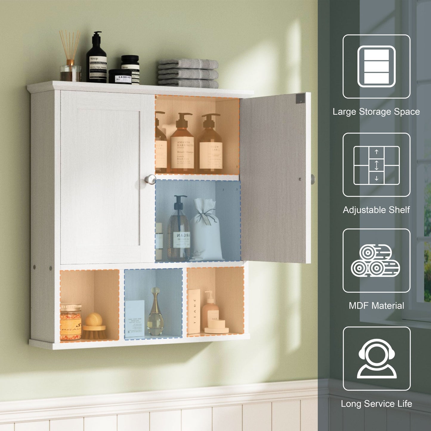 Futzca Bathroom Cabinet Wall Mounted, Storage Cabinet with Doors and Shelves
