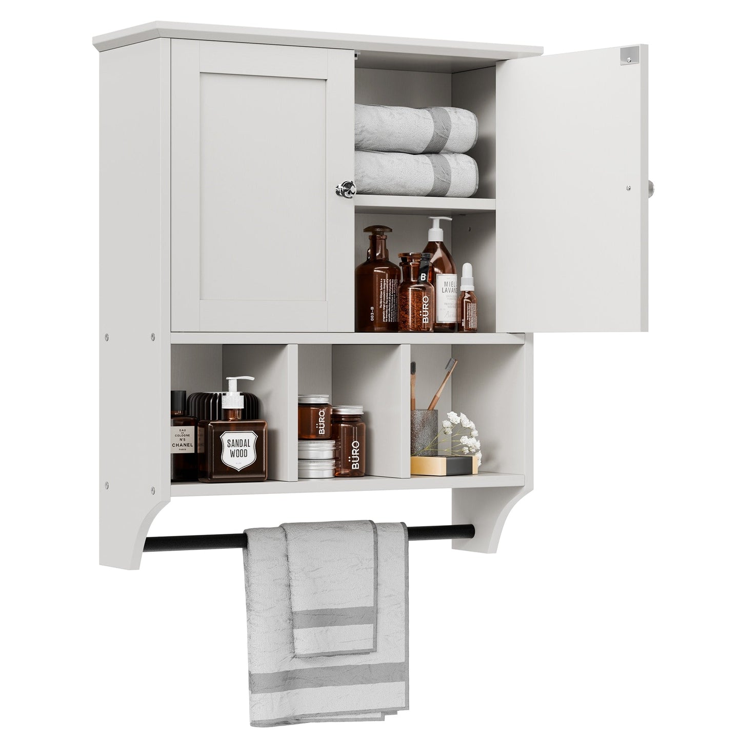 Futzca Bathroom Cabinet Wall Mounted, Storage Cabinet with Doors and Shelves