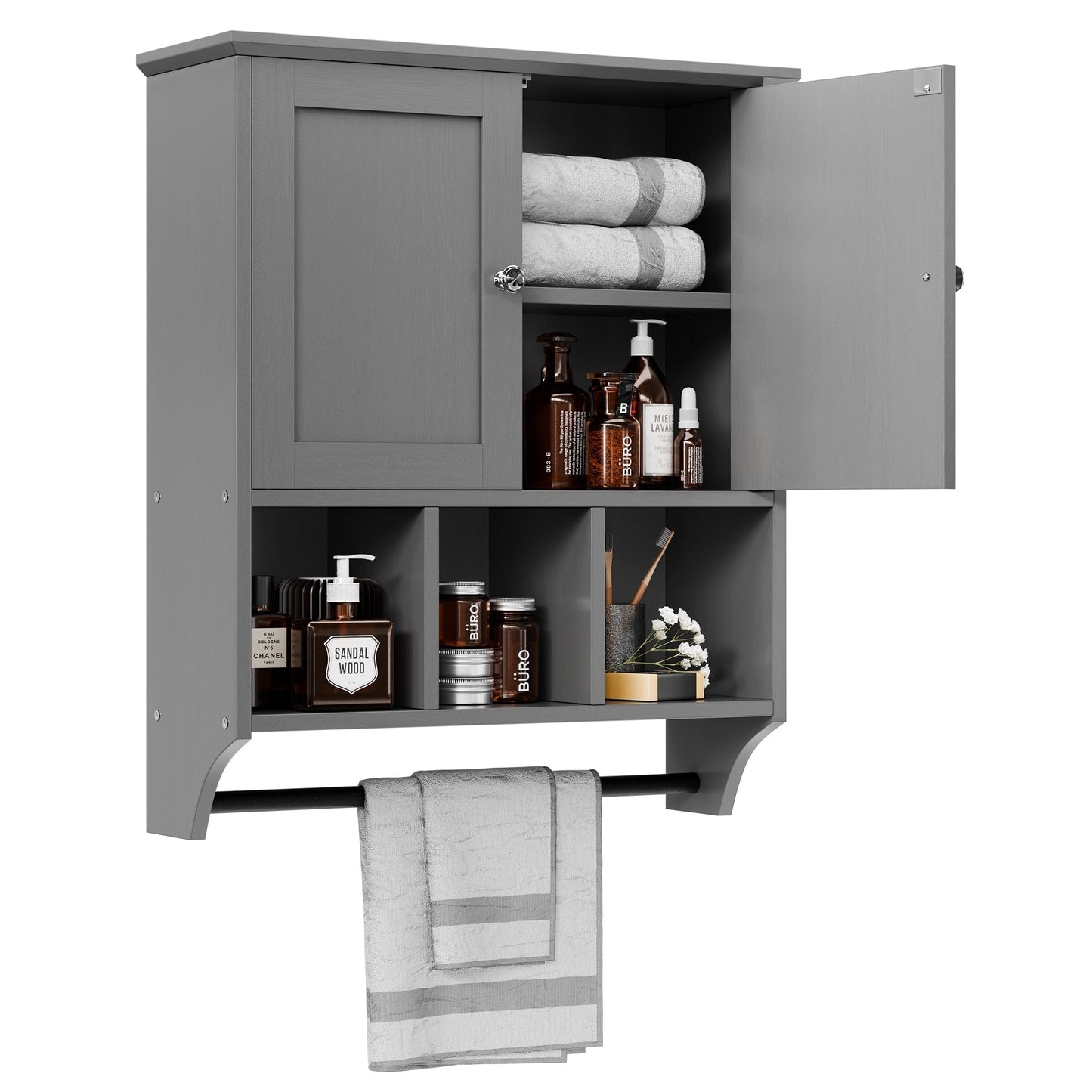 Futzca Bathroom Cabinet Wall Mounted, Storage Cabinet with Doors and Shelves