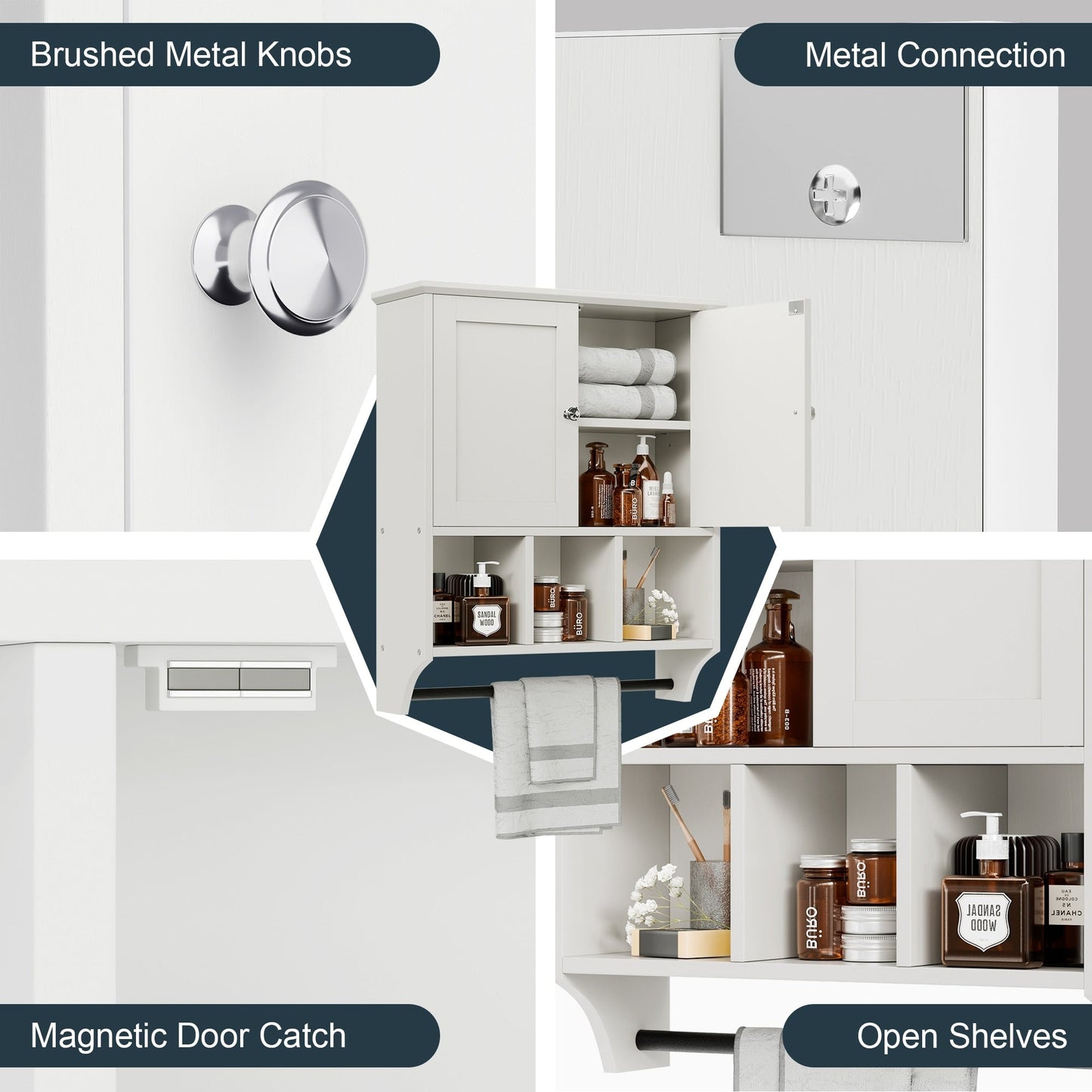 Futzca Bathroom Cabinet Wall Mounted, Storage Cabinet with Doors and Shelves