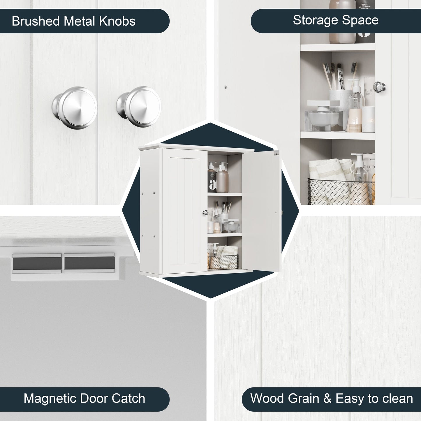 Futzca Bathroom Cabinet Wall Mounted, Storage Cabinet with Doors and Shelves