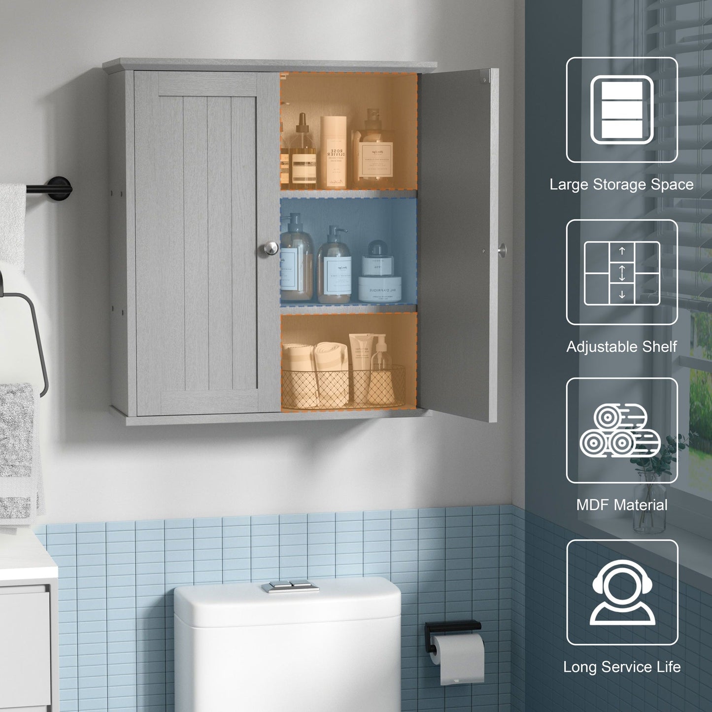 Futzca Bathroom Cabinet Wall Mounted, Storage Cabinet with Doors and Shelves