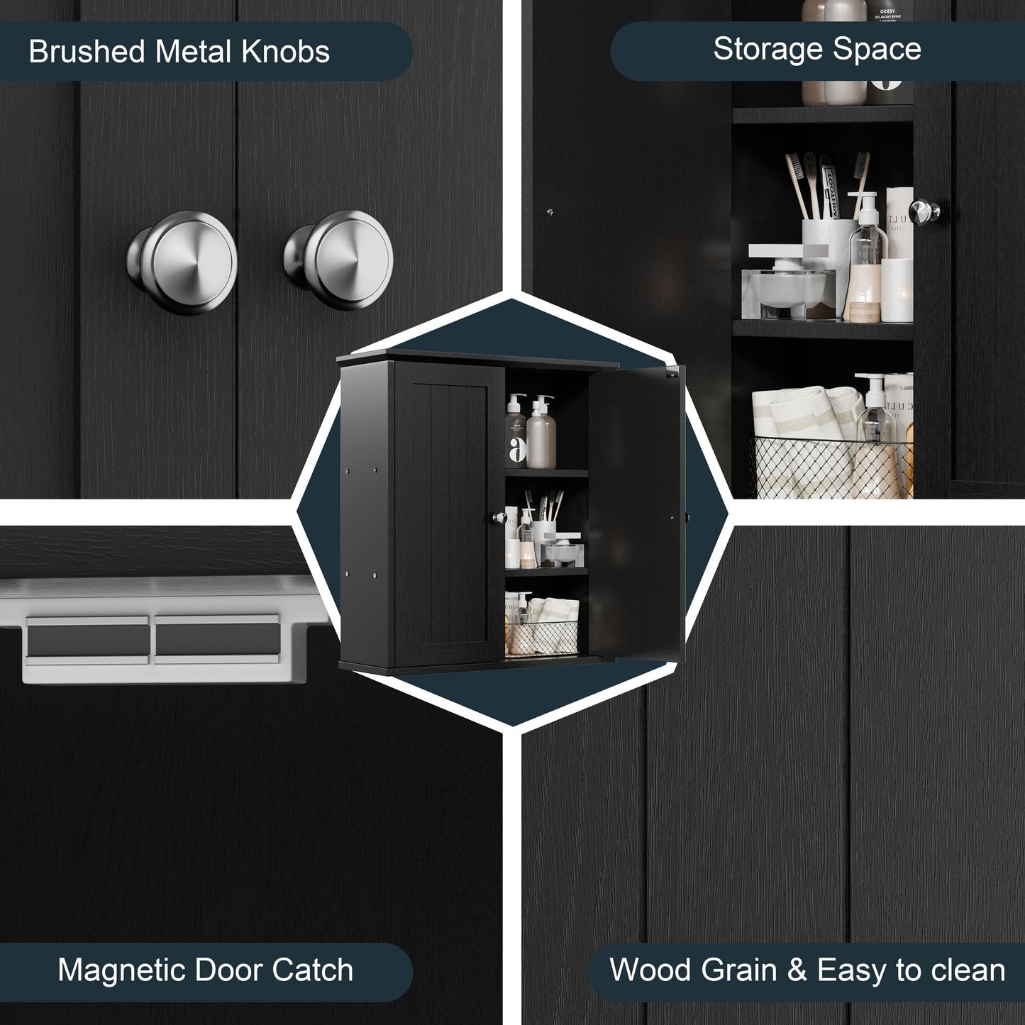 Futzca Bathroom Cabinet Wall Mounted, Storage Cabinet with Doors and Shelves