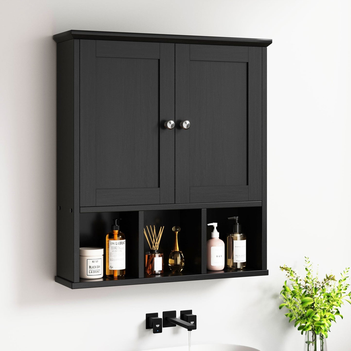 Futzca Bathroom Cabinet Wall Mounted, Storage Cabinet with Doors and Shelves