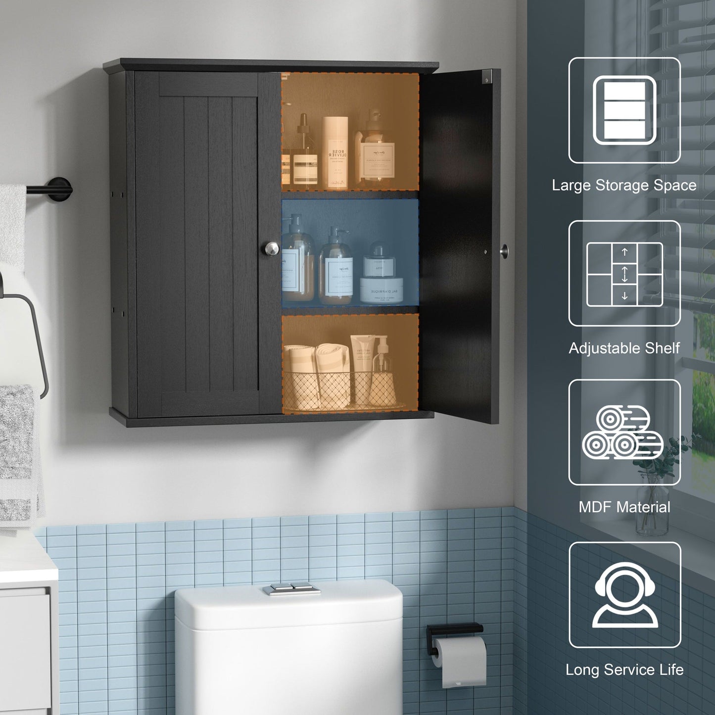 Futzca Bathroom Cabinet Wall Mounted, Storage Cabinet with Doors and Shelves