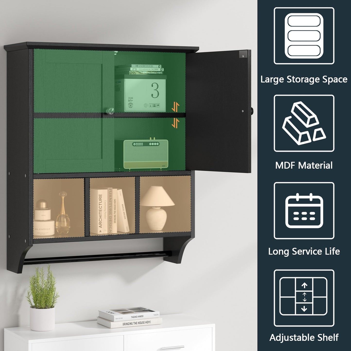 Futzca Bathroom Cabinet Wall Mounted, Storage Cabinet with Doors and Shelves