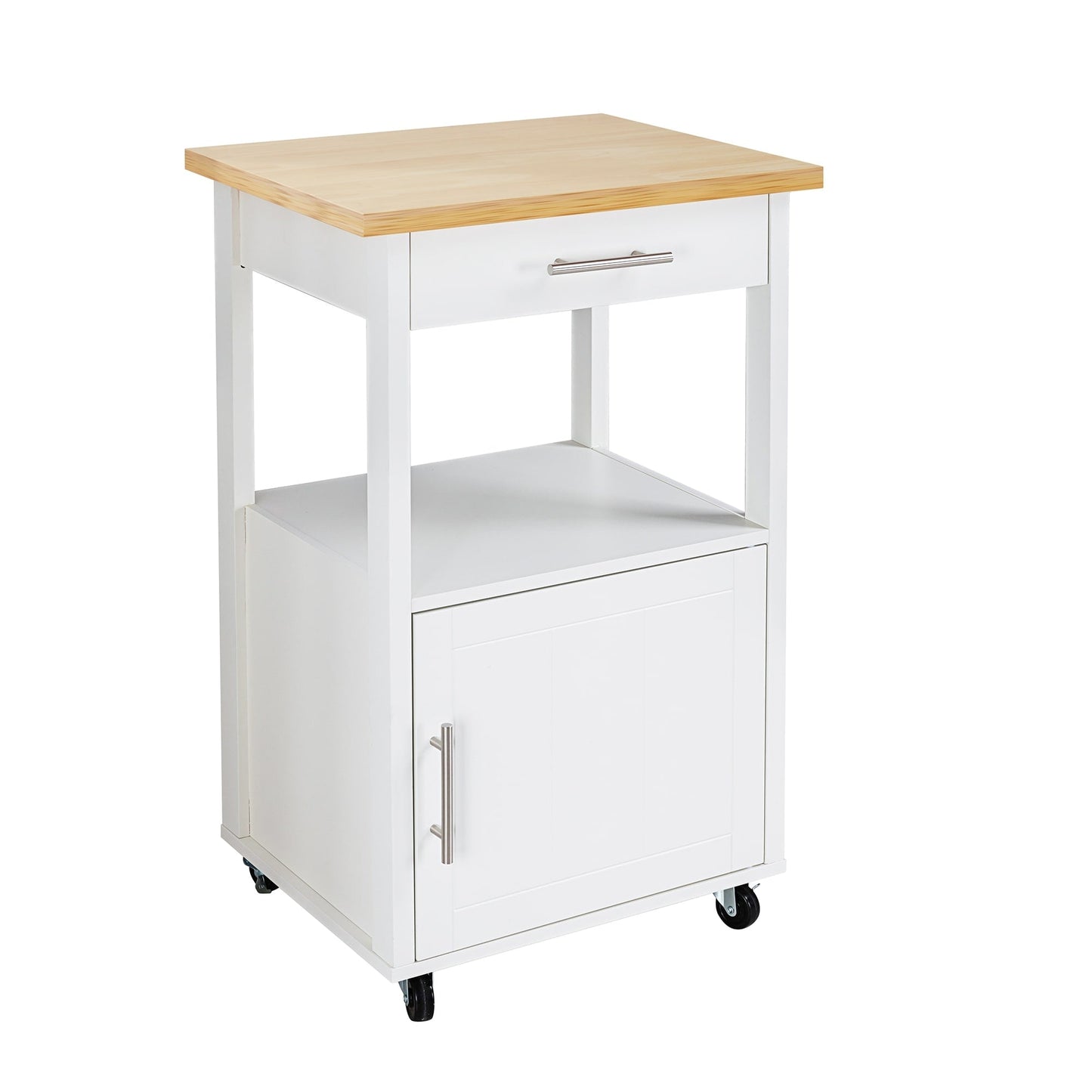 Futzca Kitchen Island Cart with Storage,Rolling Kitchen Island Side Table on Wheels with Worktop, White - N/A