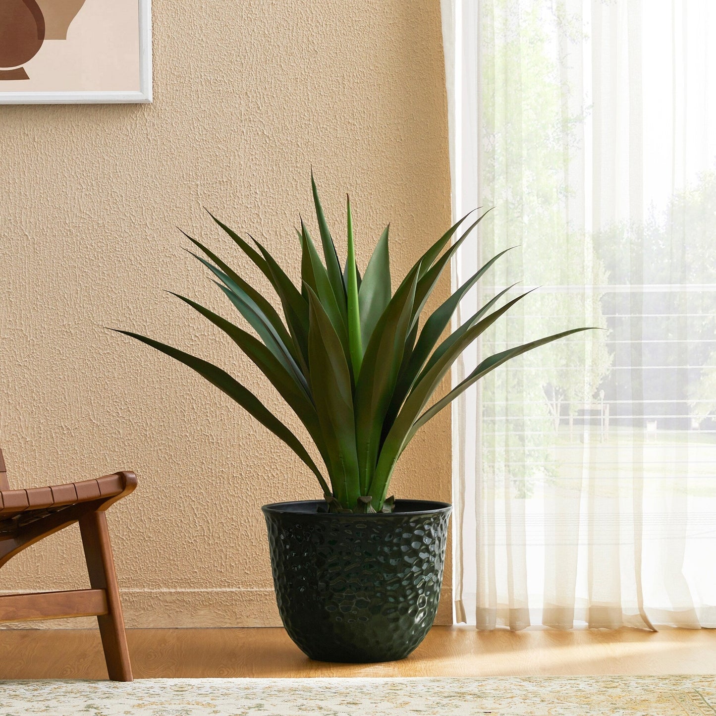 Glitzhome 19.75 H Eco-Friendly Oversized Faux Ceramic Diamond Textured Tall Planter Porch Flowerpot (Set of 2)