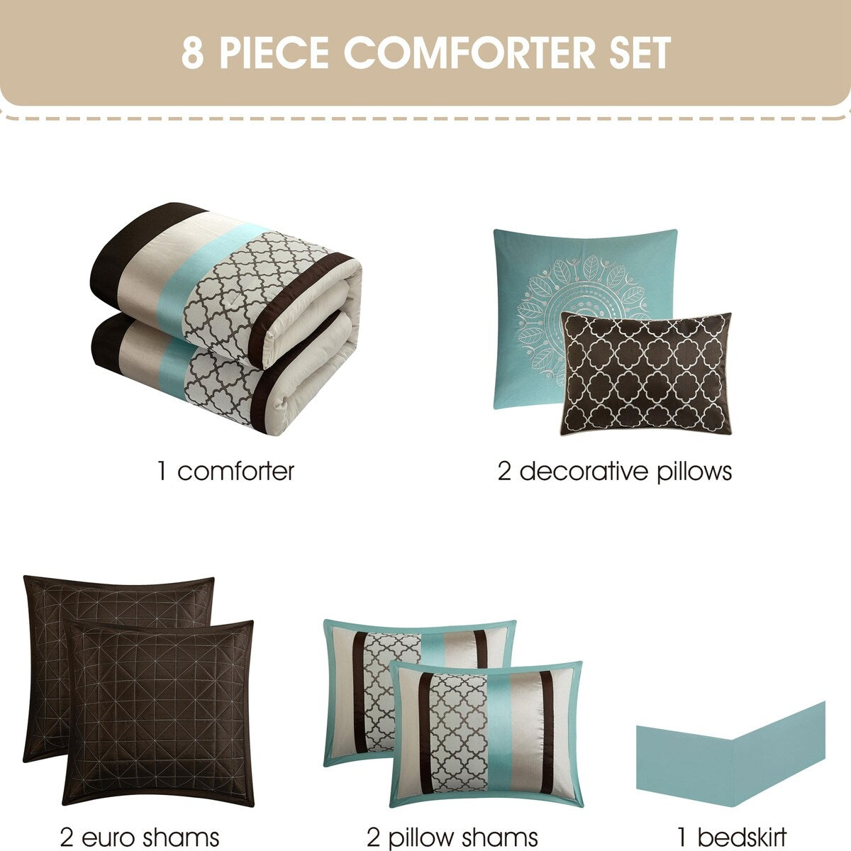 Nanshing Avalon Trellis 8-Piece Moroccan Print Comforter Set