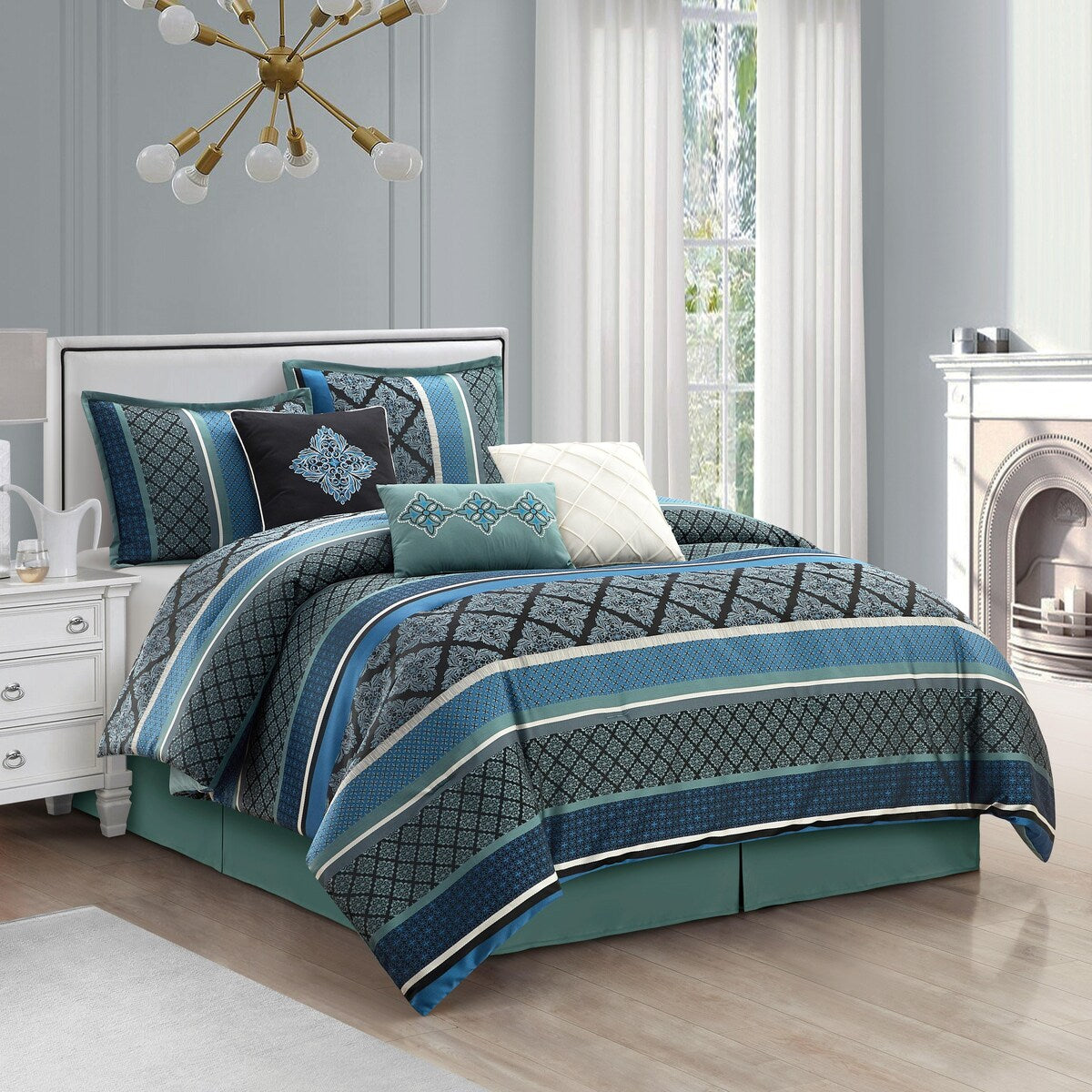 Nanshing Jensen 7 Piece Jacquard Geometric Comforter Set