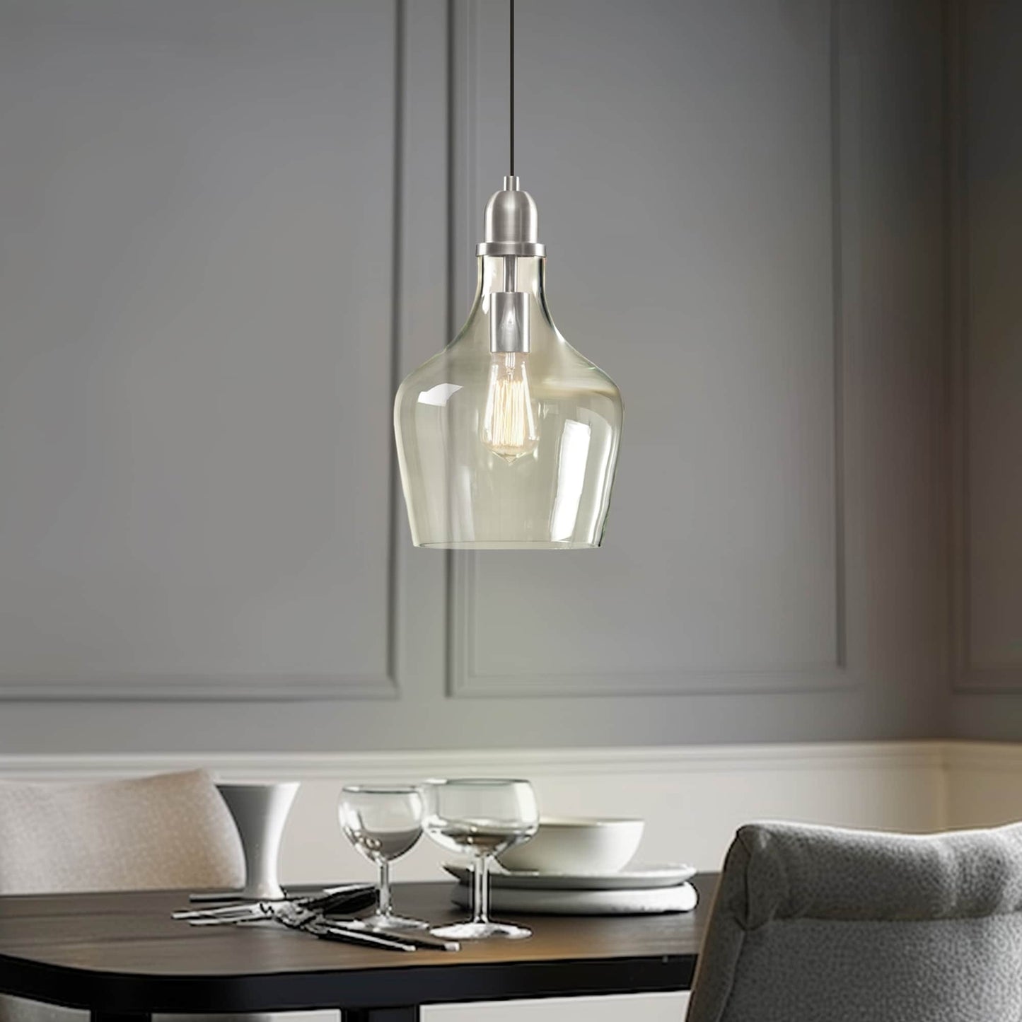 INK+IVY Auburn Bell Shaped Hanging Glass Pendant Light